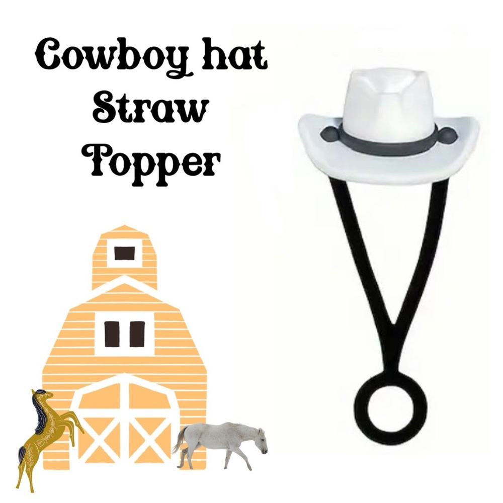 Cowgirl/Cowboy Hat Straw Cap, Fits 10mm Straws, NEW